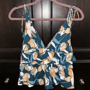 Floral Roxy tank top, tie straps